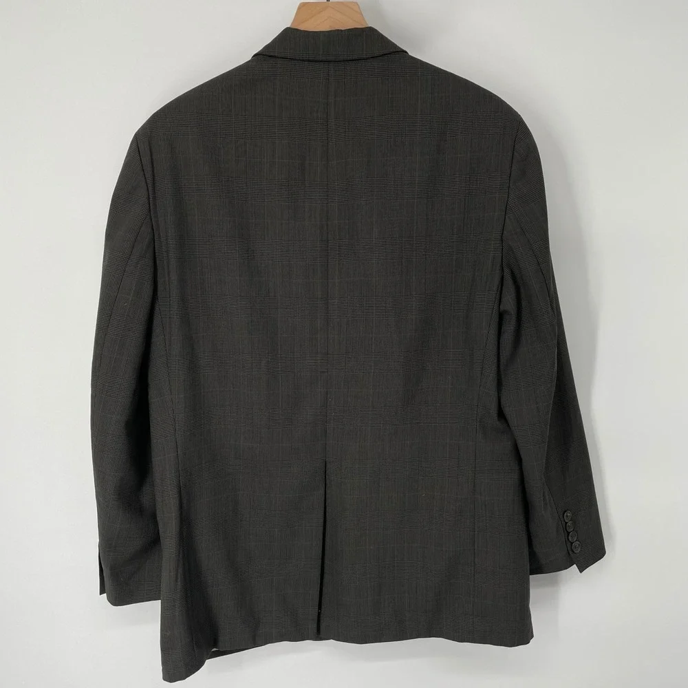 Ralph Lauren Chaps VTG 90s 42S Brown Glen Plaid Wool Blazer‎ Sports Coat